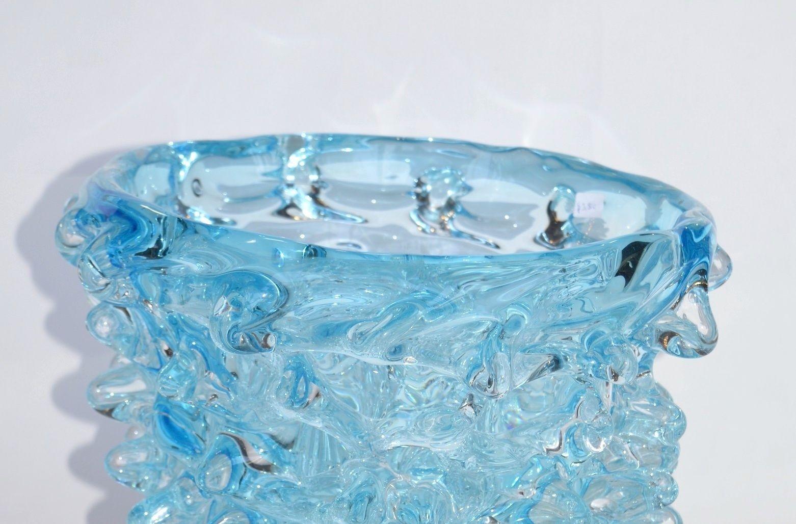 Italian Aquamarine Vase by Maestro Camozzo For Sale