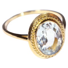 Aquamarine Vintage Ring in 18 Karat Yellow Gold, Seventies Ring