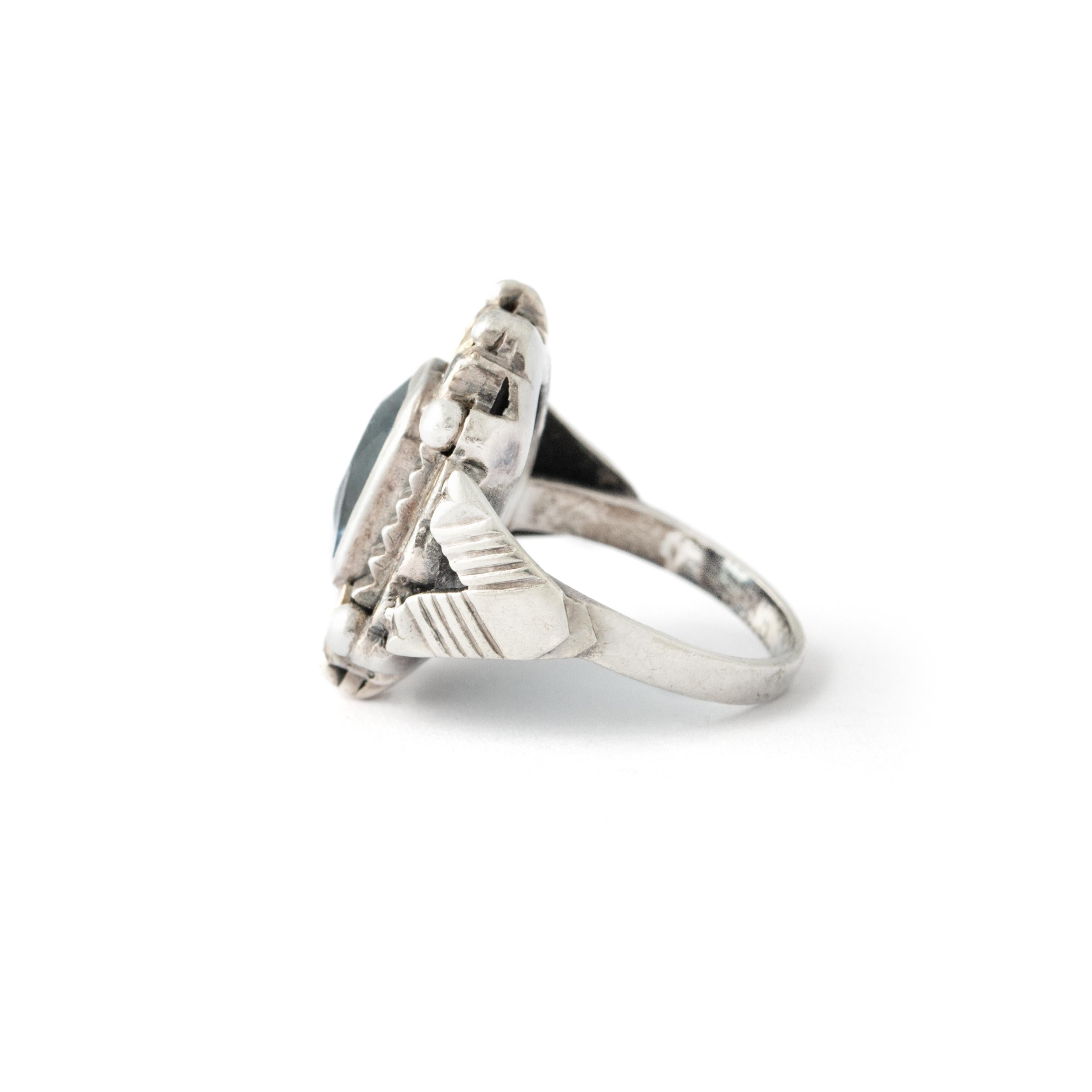 Aquamarine Vintage Silver Ring  For Sale 1