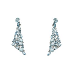 Aquamarin-Weißgold-Kronleuchter-Ohrringe von Etho Maria