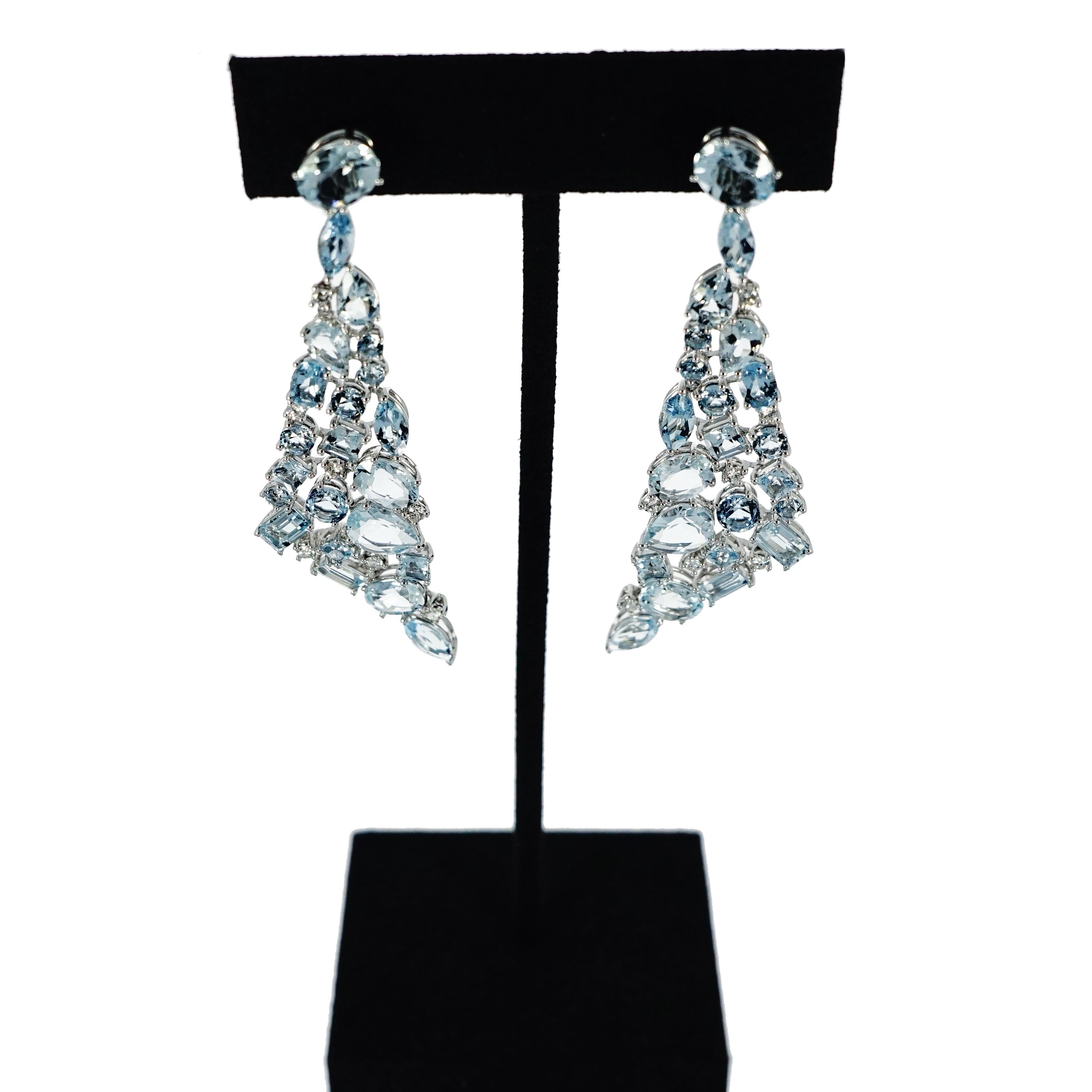 Modern Aquamarine White Gold Chandelier Earrings by Etho Maria