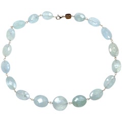 Aquamarine White Gold Necklace Handcrafted in Italy by Botta Gioielli