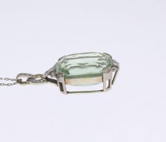 Aquamarine White Gold Pendant with Chain