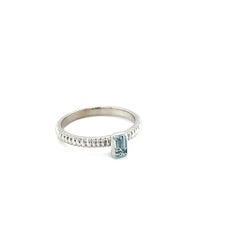 Art Deco 14K White Gold Aquamarine Ring, 0.29 Carat, By Roshe Jewels