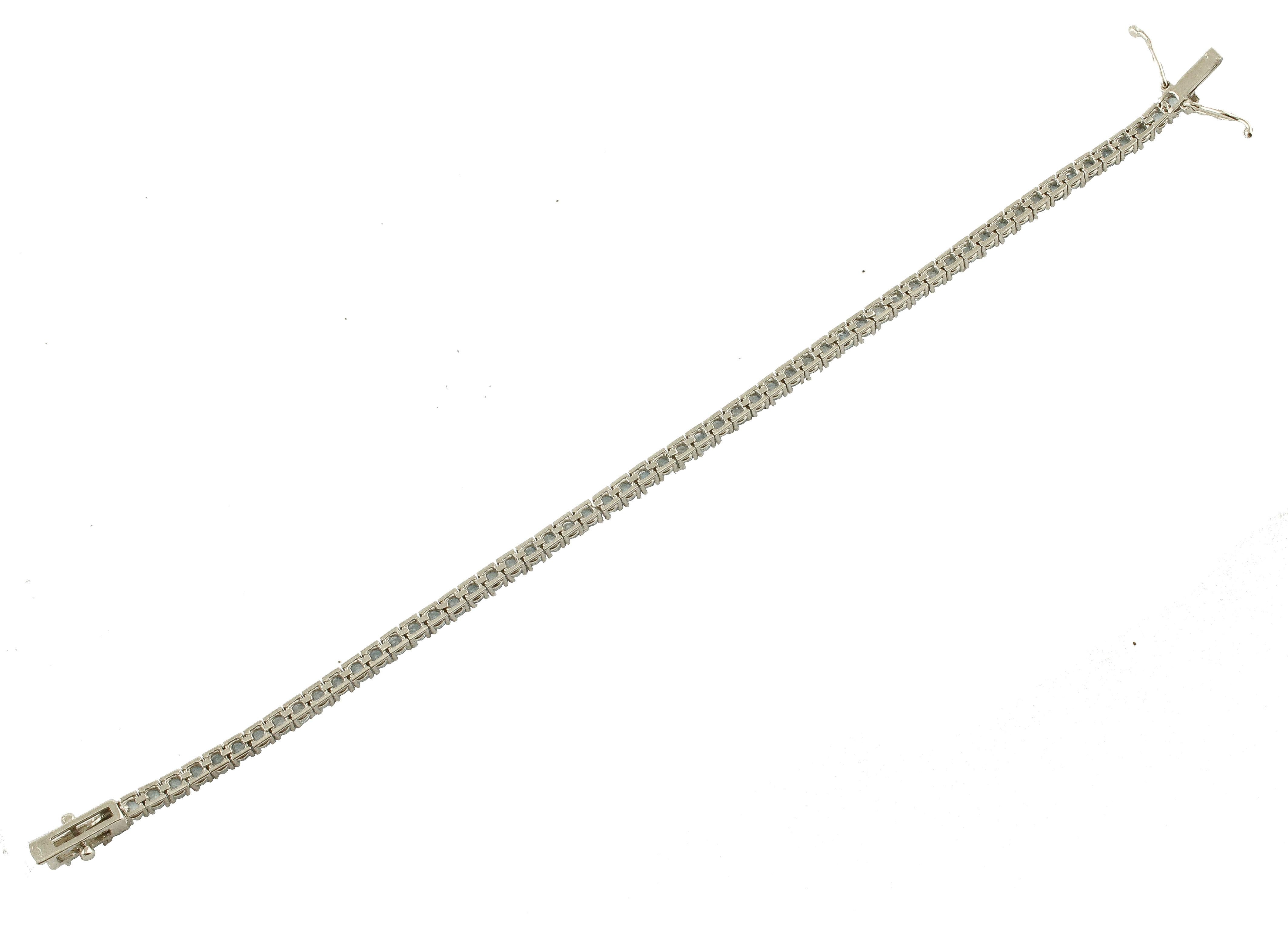 Aquamarine White Gold Tennis Bracelet In Good Condition In Marcianise, Marcianise (CE)