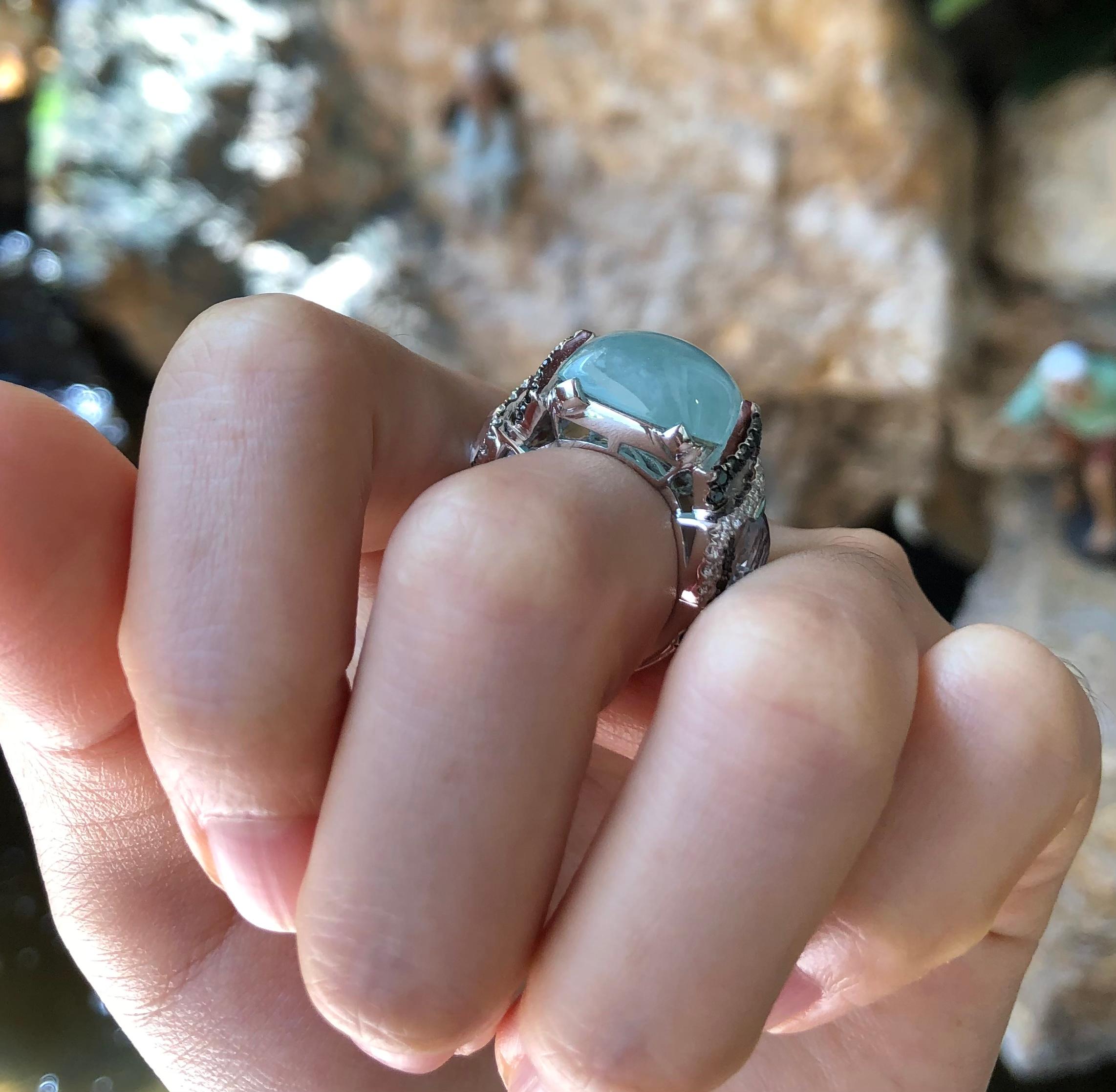 aquamarine black diamond ring