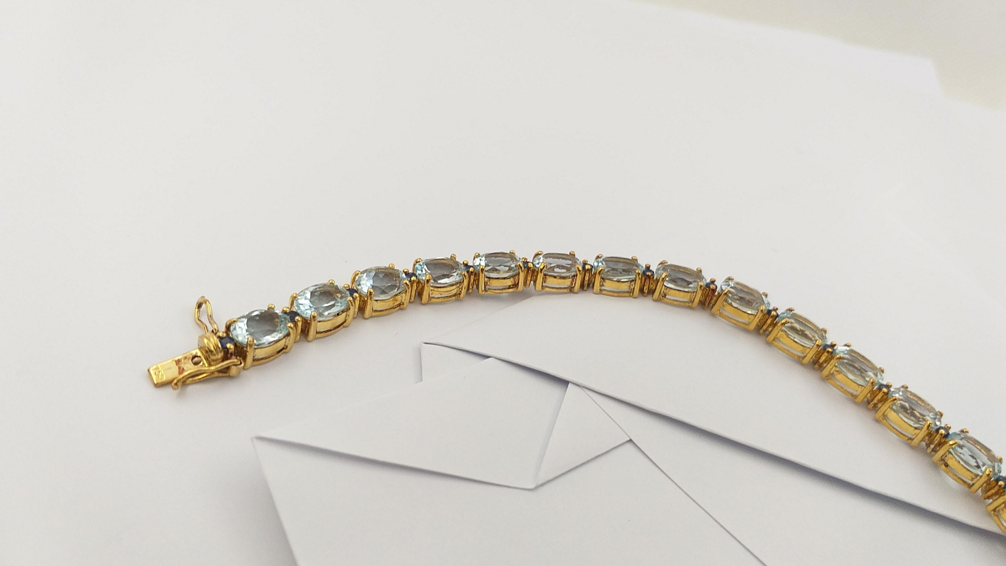 Bracelet en aigue-marine et saphirs bleus serti dans des montures en or 18 carats en vente 8