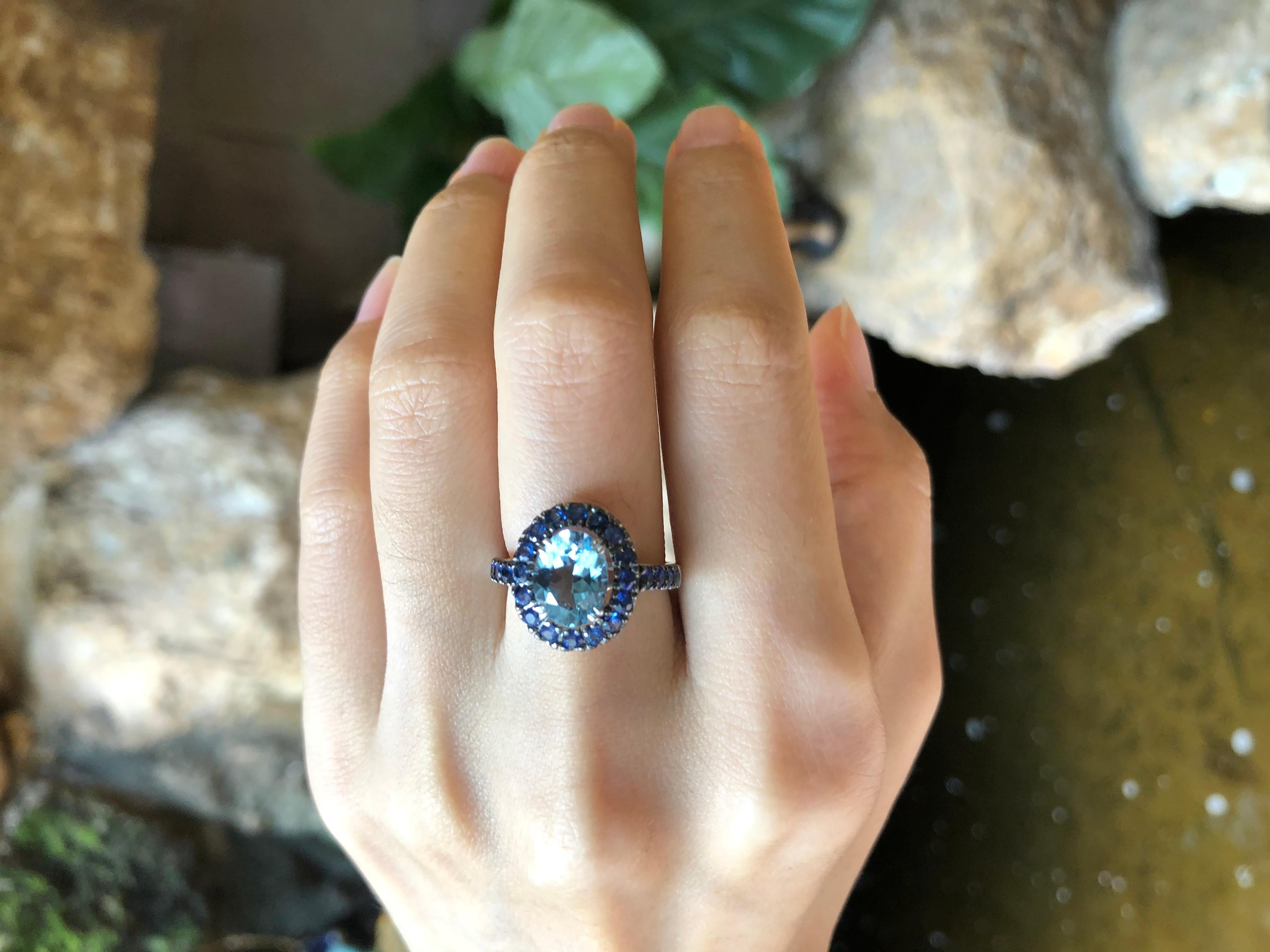 blue sapphire and aquamarine ring