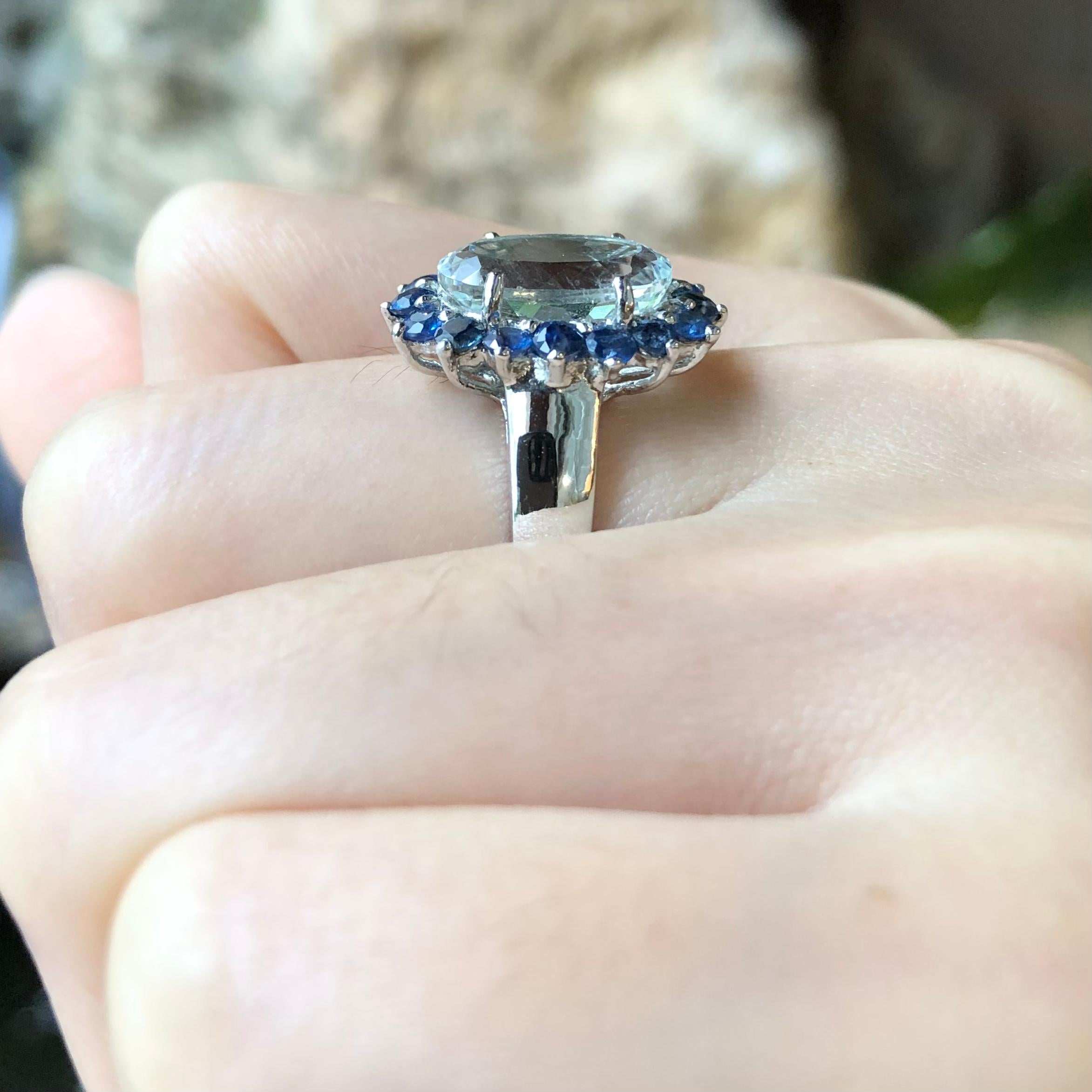 aquamarine and blue sapphire ring