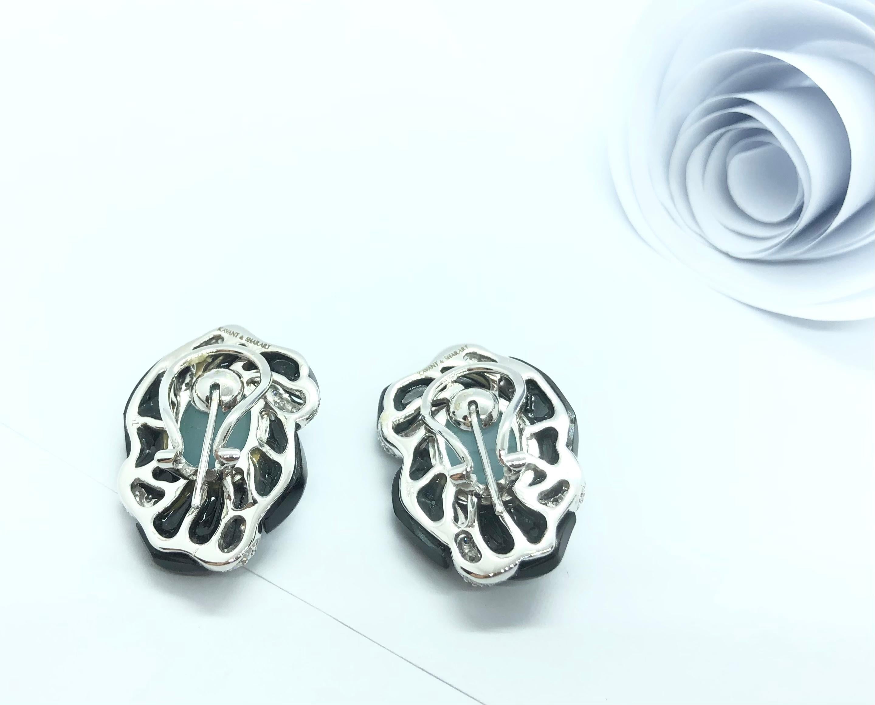 Aquamarine with Diamond Earrings Set in 18 Karat White Gold Settings For Sale 2