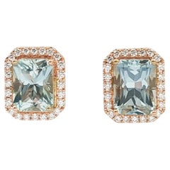 Aquamarin- und Diamant-Ohrringe in 18 Karat Roségold gefasst