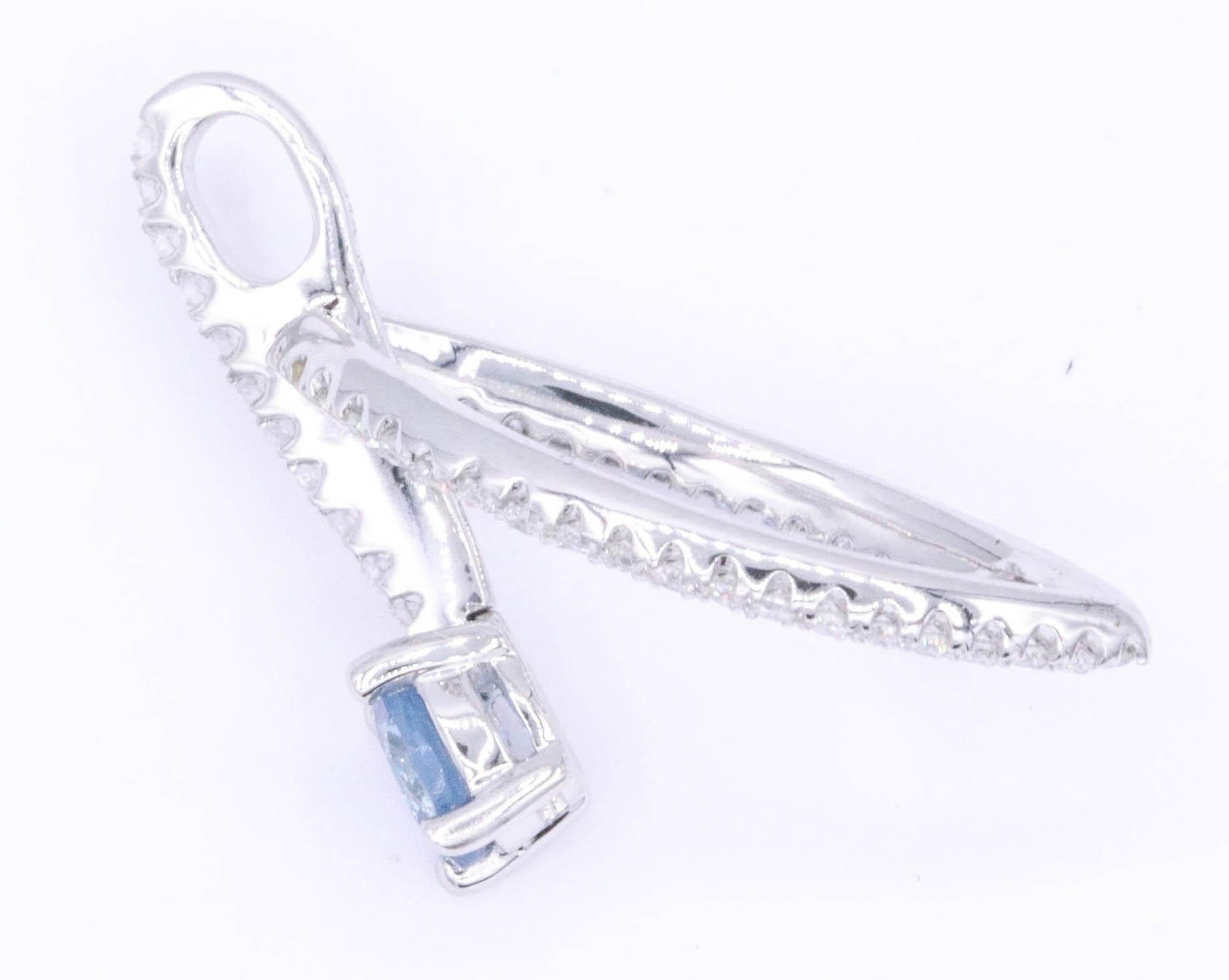Aquamarine Diamond Pendant 0.60 Carats 14K In New Condition In New York, NY