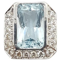 Aquamarin mit Diamant-Anhänger in 18 Karat Weißgold-Fassung