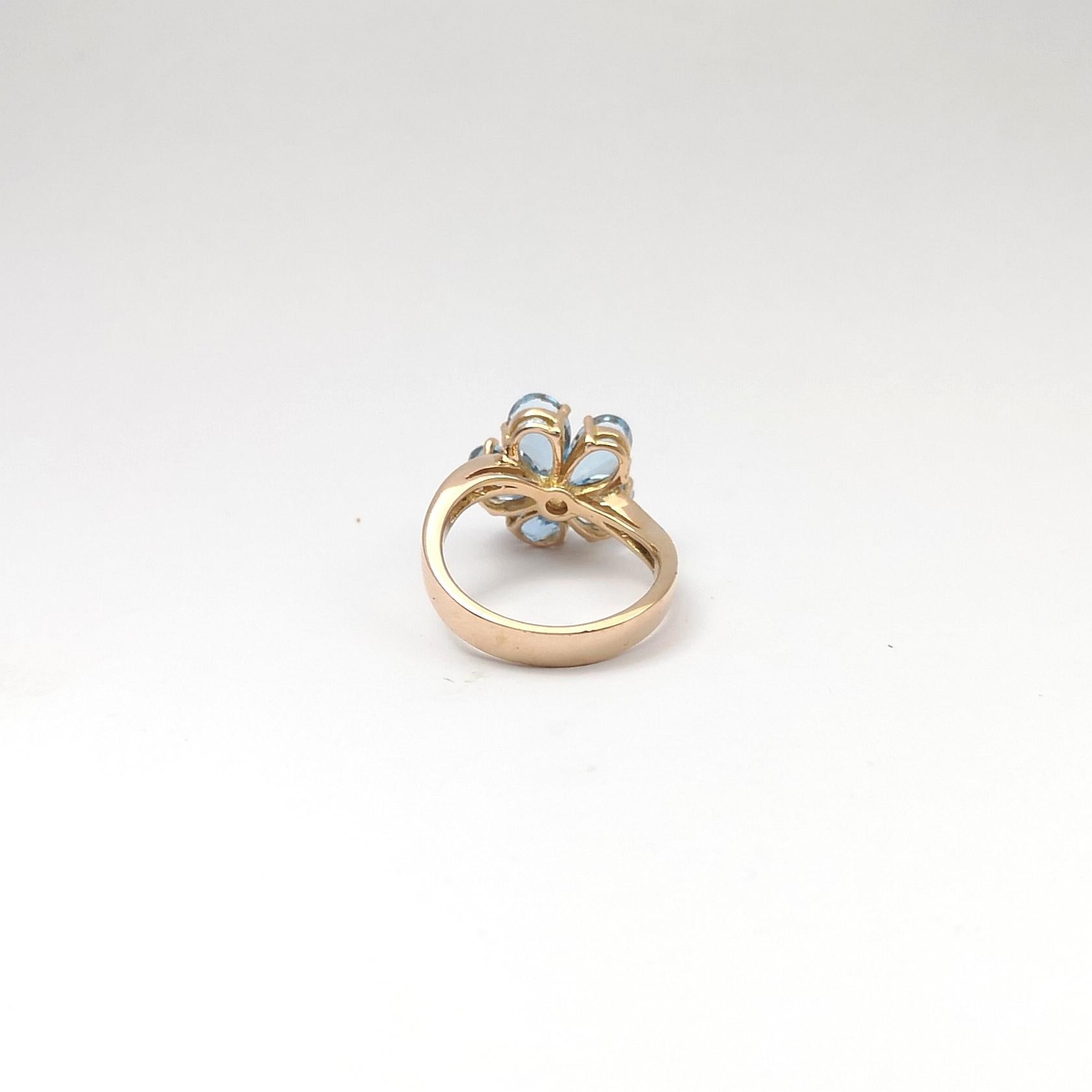 Aquamarine with Diamond Ring set in 18K Rose Gold Setting For Sale 7