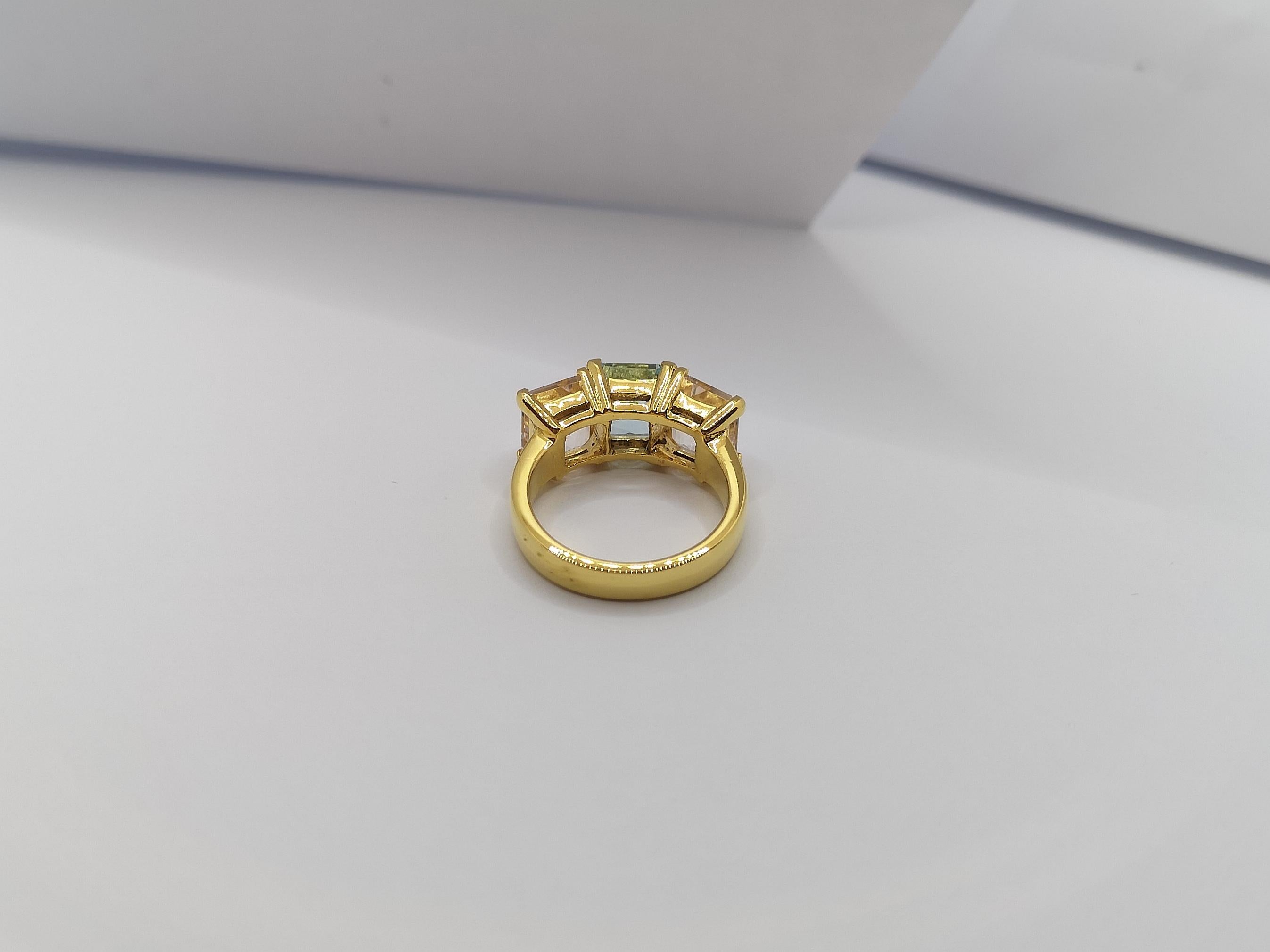 Aquamarine with Morganite Ring Set in 18 Karat Gold Settings For Sale 6