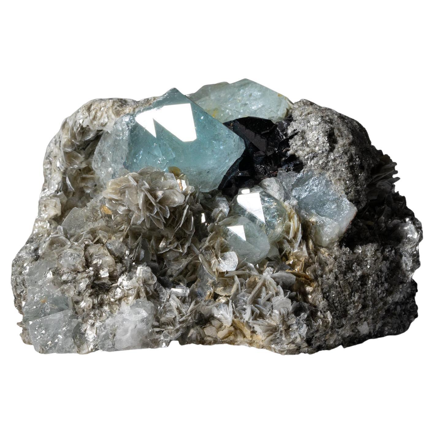 Aquamarine on Muscovite from Pingwu, Sichuan Province, China For Sale