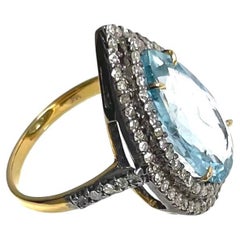 Aquamarine with Pave Diamonds Paradizia Ring