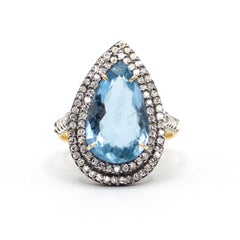 Anello Paradizia con acquamarina e diamanti in pavé