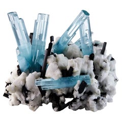 Aquamarine with Schorl on Orthoclase, Pakistan