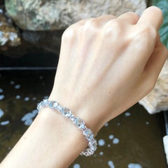 Bracciale con acquamarina e zaffiro bianco con montatura in oro bianco 18 carati