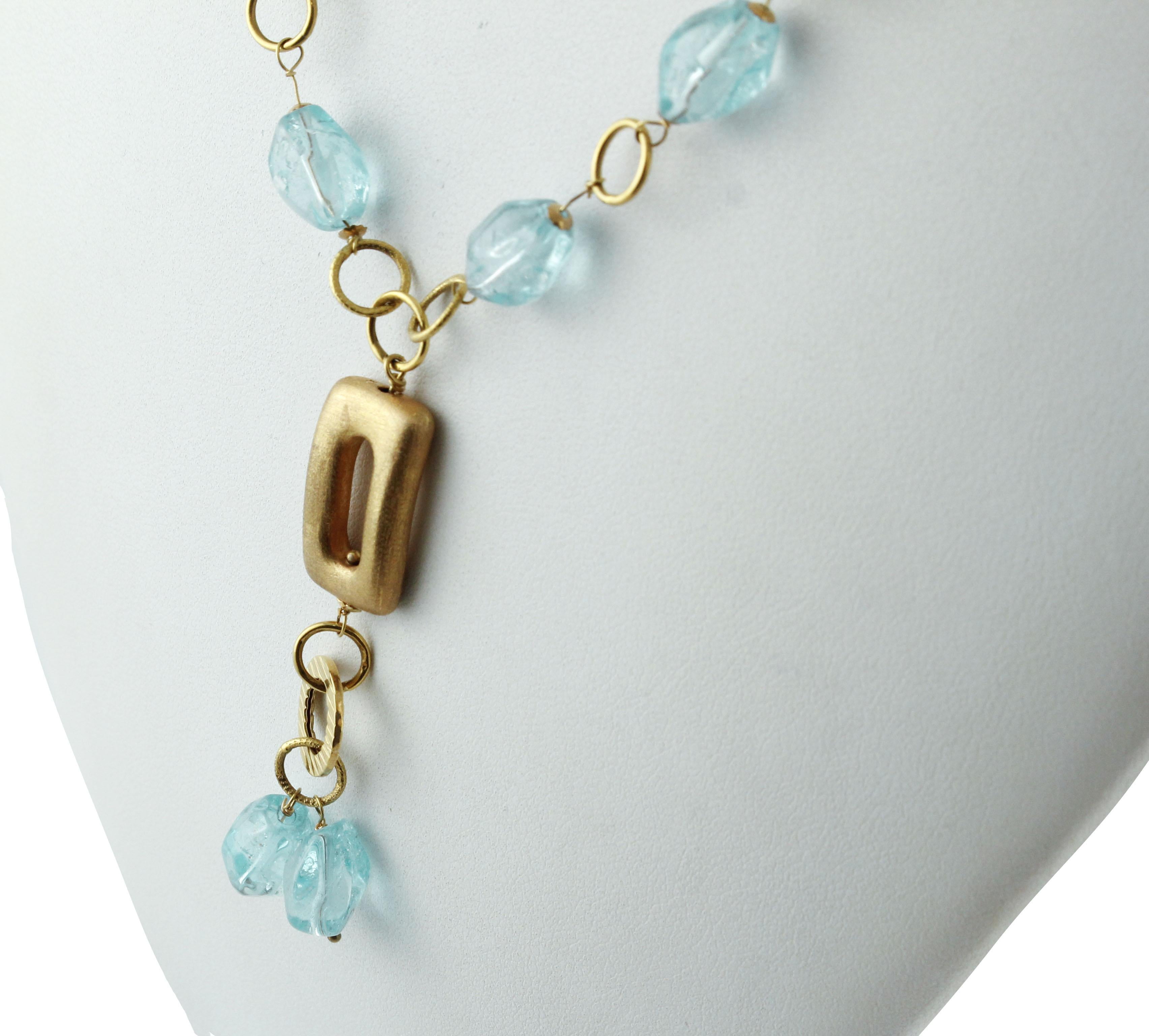 Modern Aquamarine Yellow Gold Necklace For Sale