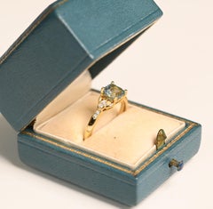 Solitaire Aquamarine Ring. 1.20ct Cushion Cut Aquamarine Diamond 18K Gold Ring