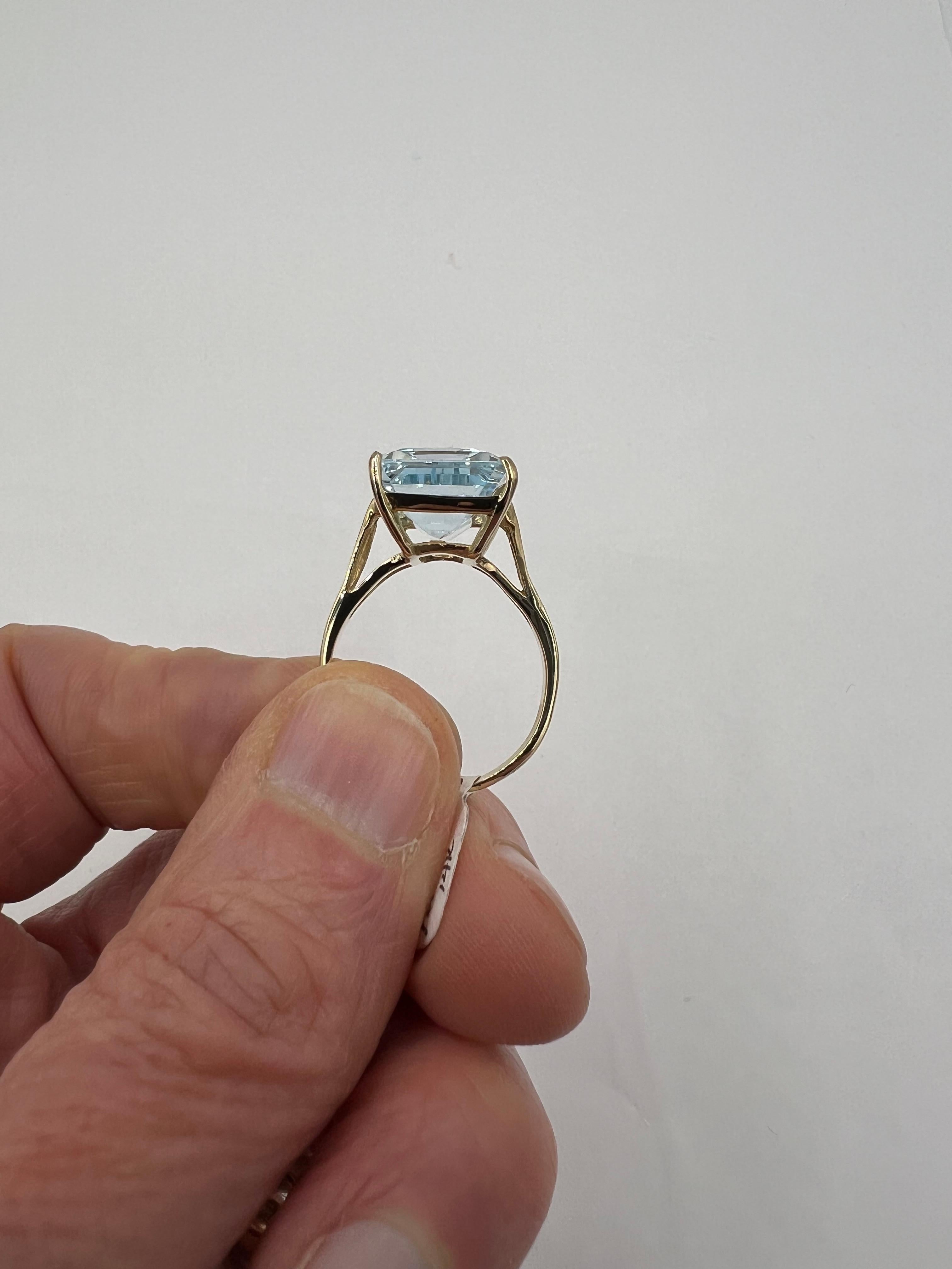 Aquamarine Yellow Gold Ring  In Good Condition For Sale In Los Angeles, CA