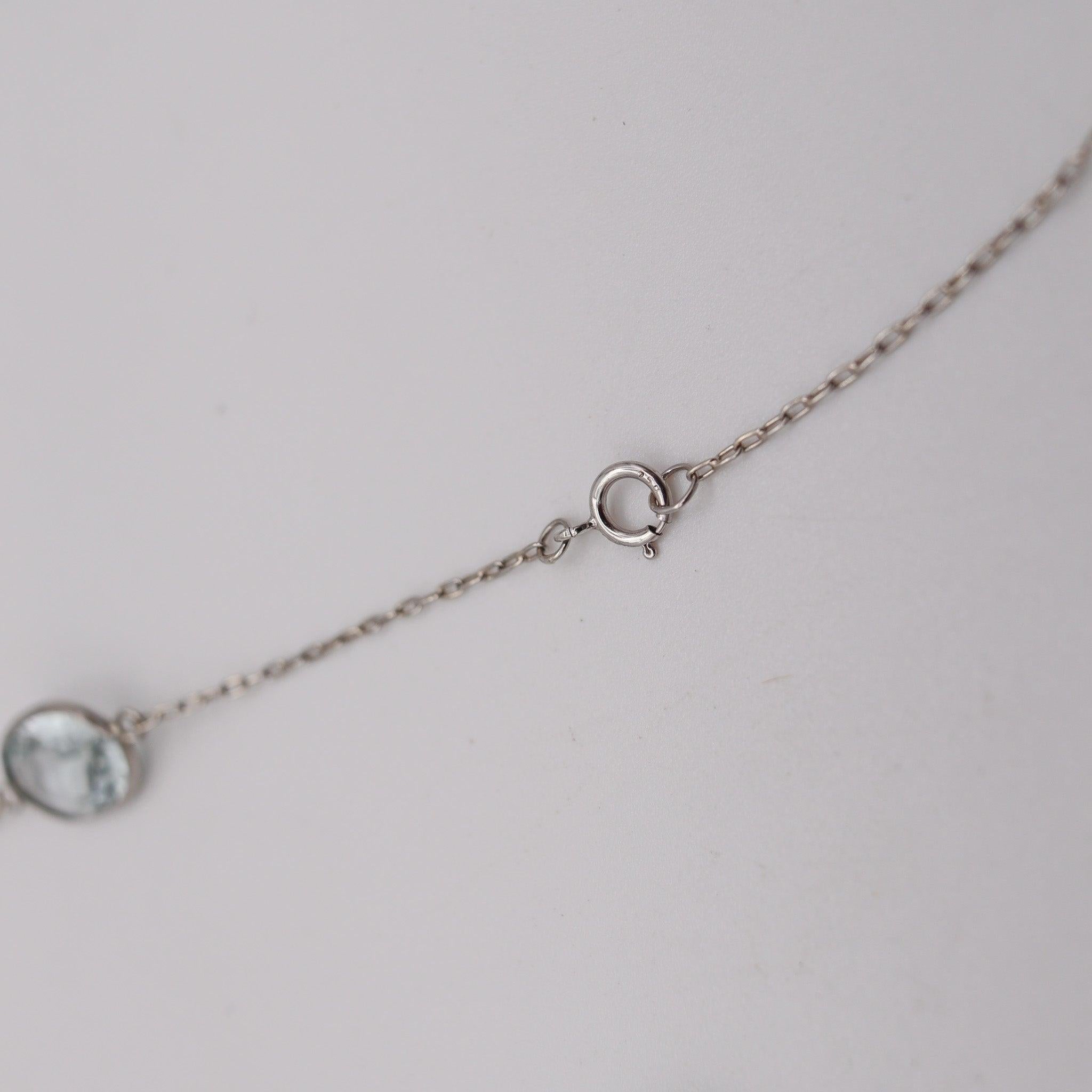 AQUAMARINES 1950 Long Station Necklace In Platinum With 72.98 Ctw Aquamarines In Excellent Condition For Sale In Miami, FL