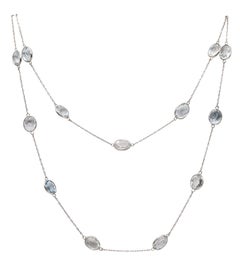 AQUAMARINES 1950 Long Station Necklace In Platinum With 72.98 Ctw Aquamarines