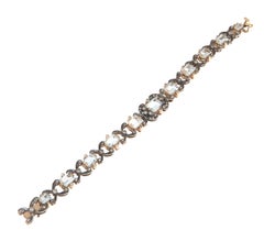 Bracelet rétro en or jaune 14 carats, aigues-marines et diamants