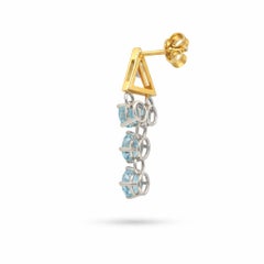 Aquamarines in Bi Color Gold Waterfall Dangle Earrings by Alexander Leyser