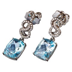 Aquamarines White Diamonds Platin Earrings & Ring Suite