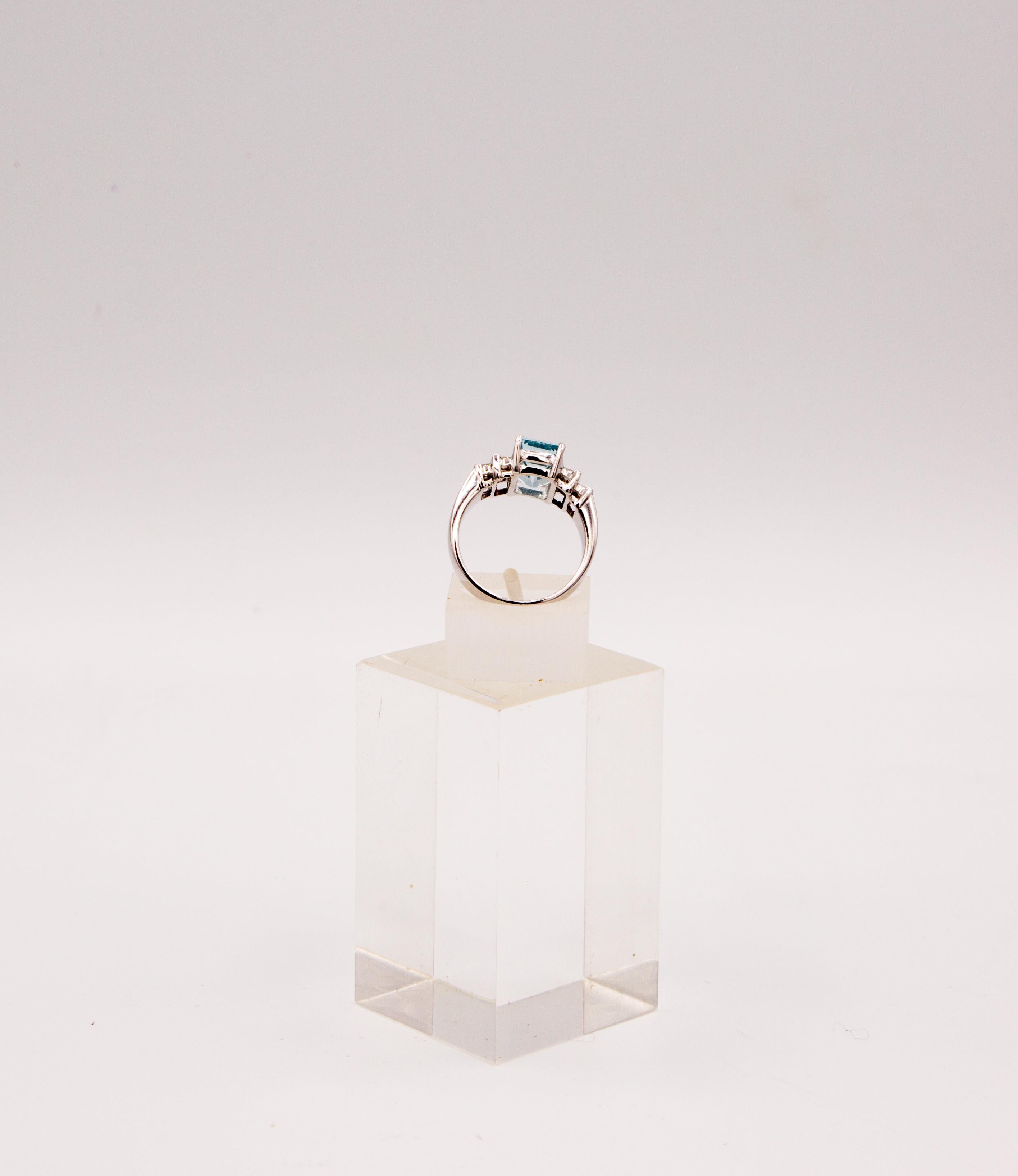 Aquamqrinring 18k Diamant (Smaragdschliff) im Angebot
