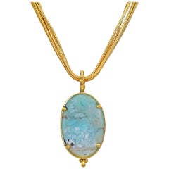 Aquaprase 22 Karat Gold Pendant on Four-Strand Chain Necklace