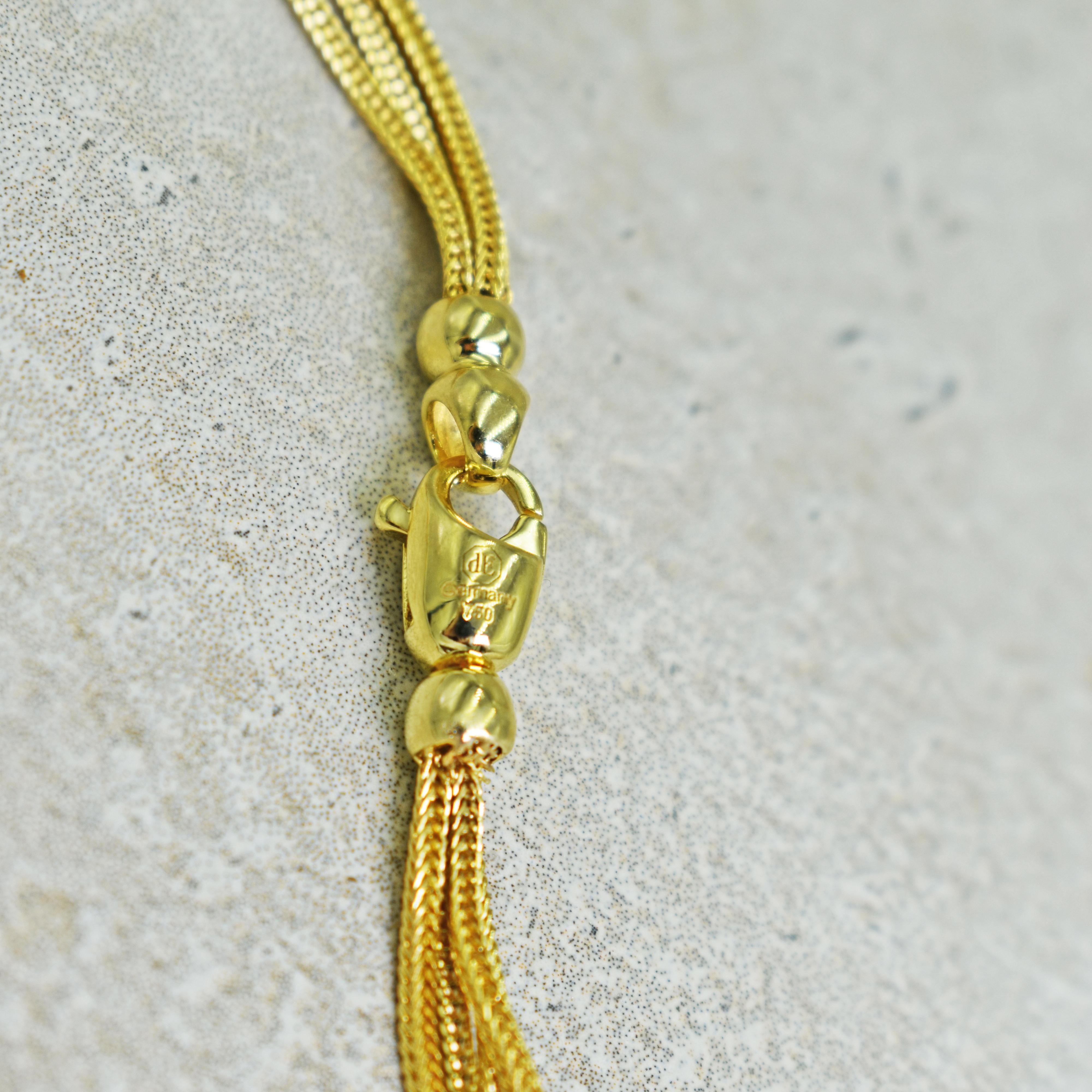 Contemporary Aquaprase 22 Karat Gold Pendant on Four-Strand Chain Necklace For Sale