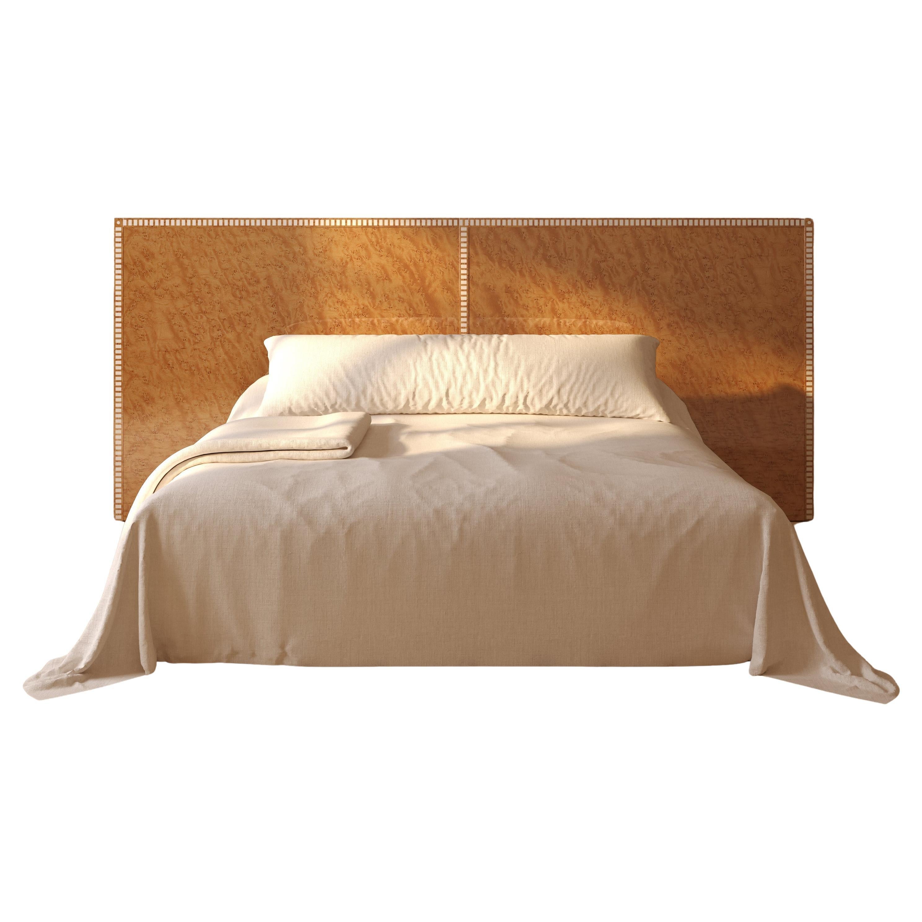 Aquarama Headboard in birds eye maple with mother of pearl 127" W x 51.6" H