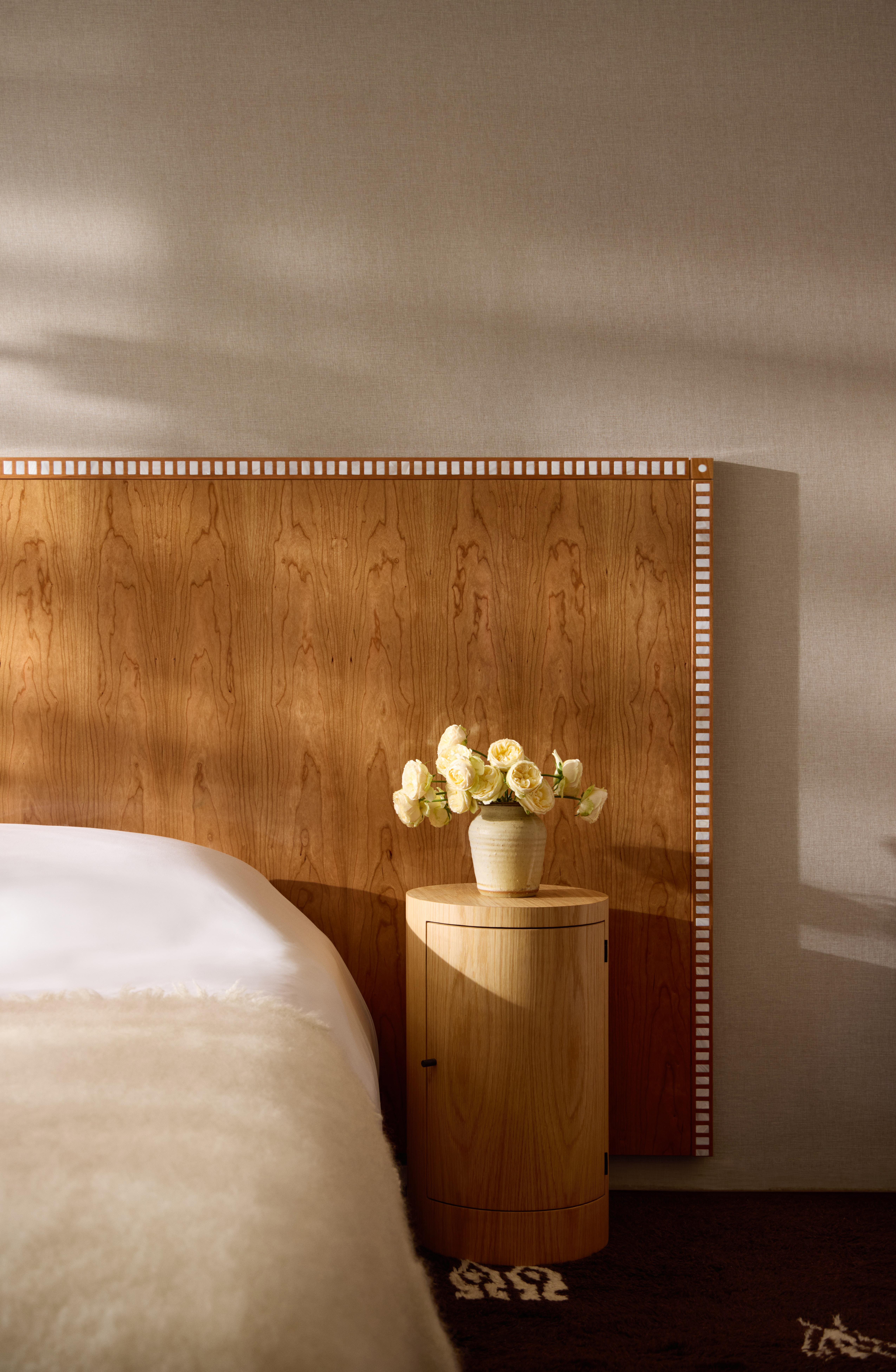 Lacquered Aquarama Headboard in cherry with mother of pearl 118