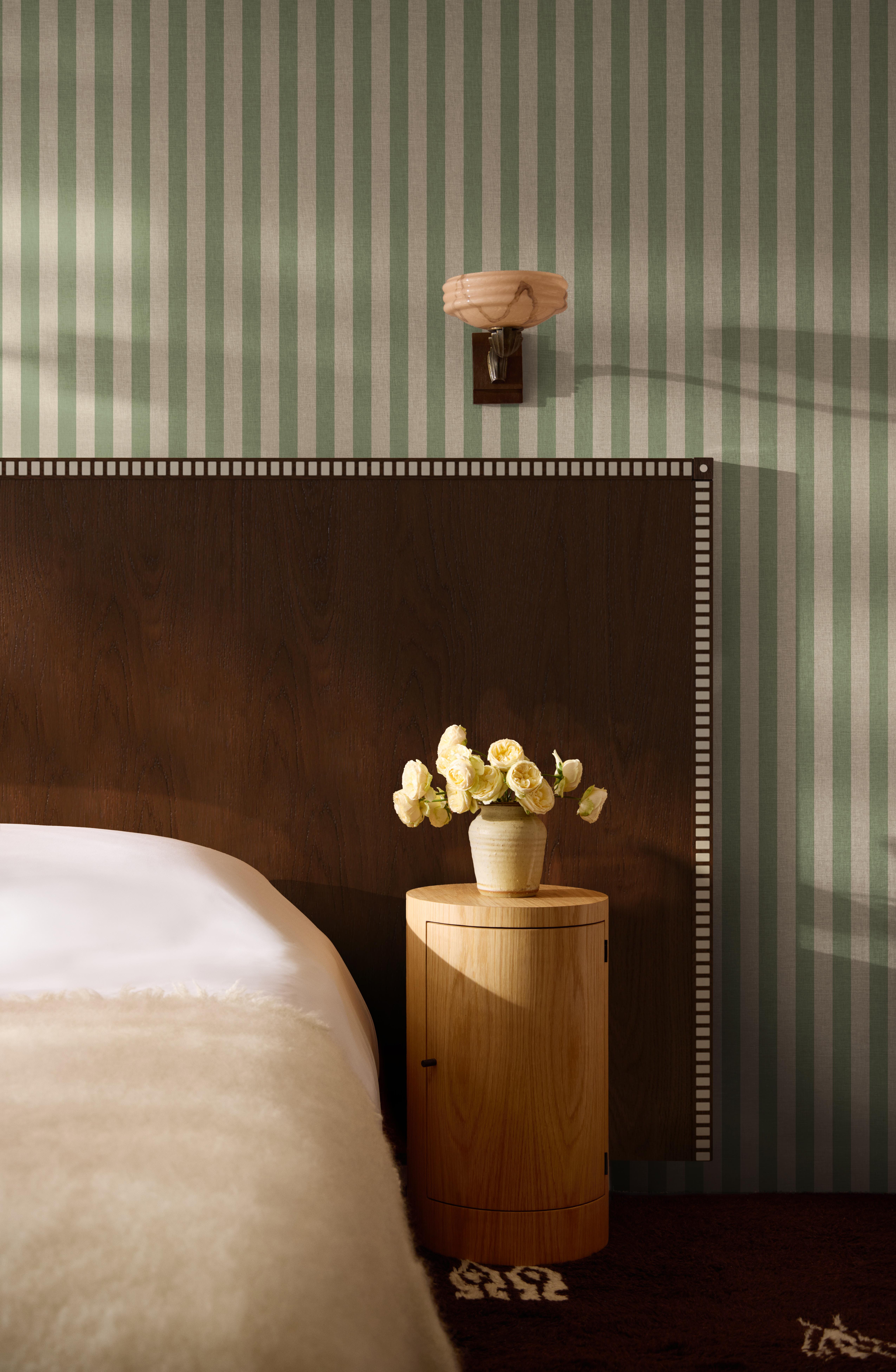 Art Deco Aquarama Headboard in chocolate ash with mother of pearl 127