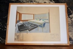 Aquarelle von Rene Prou für „Le France paquebot“ aus Frankreich