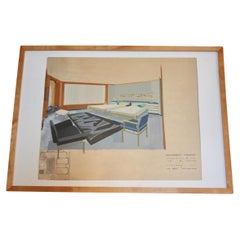 Aquarelle von Rene Prou für „Le France paquebot“ aus Frankreich