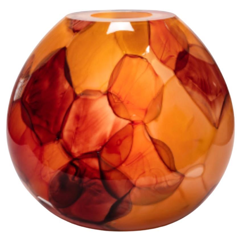 Aquarelle Round Red Vase by David Valner For Sale