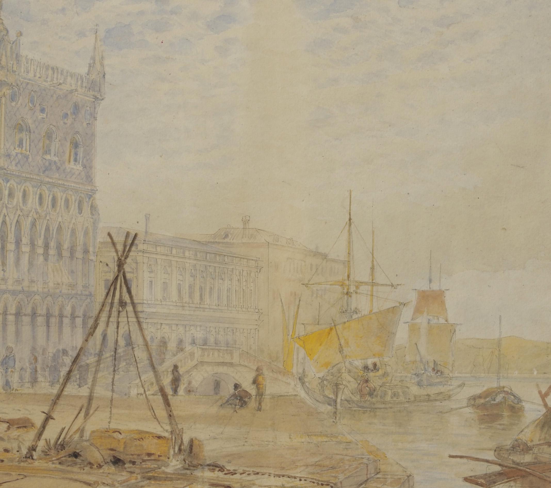 Italian Aquarelle view of Venice by late-XIX-century artist For Sale