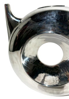 Aquaring, Sculptural Polished Silver Decanter, Made In Italy