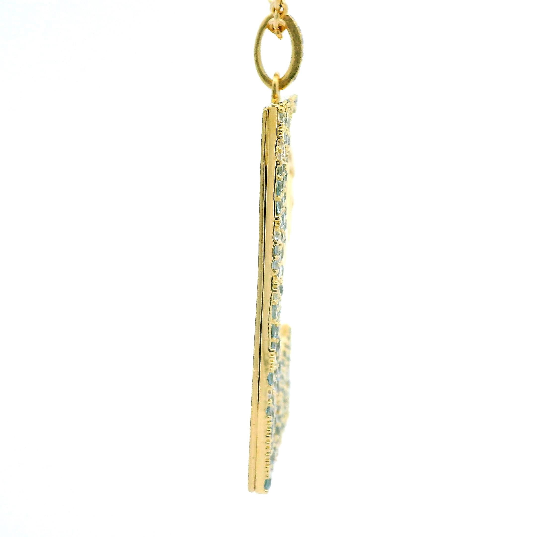 Pendentif Verseau Zodiac Or 18k 0.59 Ct Diamants 0.72 Ct Aigue-marine Neuf - En vente à Pforzheim, DE