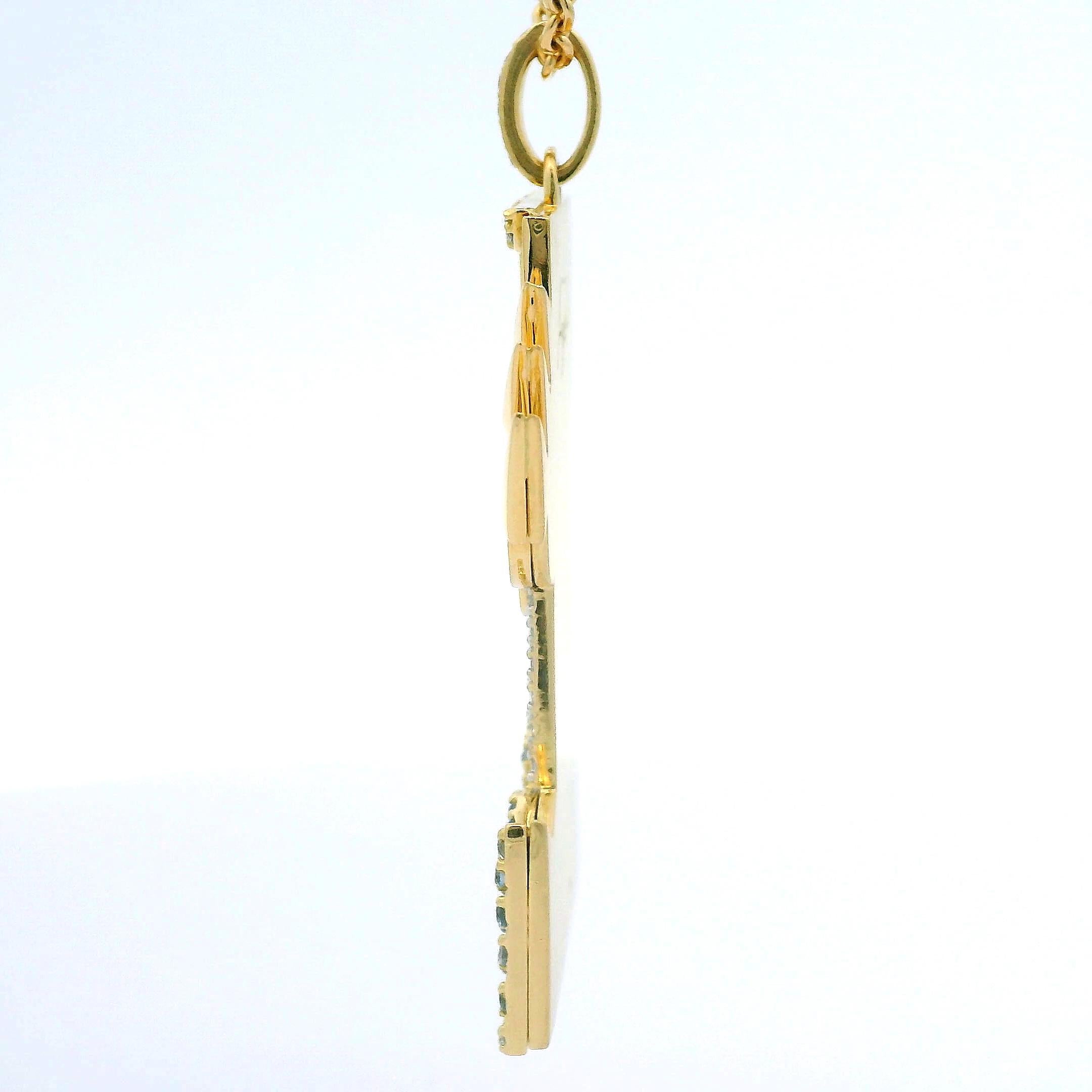 Pendentif Verseau Zodiac Or 18k 0.59 Ct Diamants 0.72 Ct Aigue-marine en vente 1