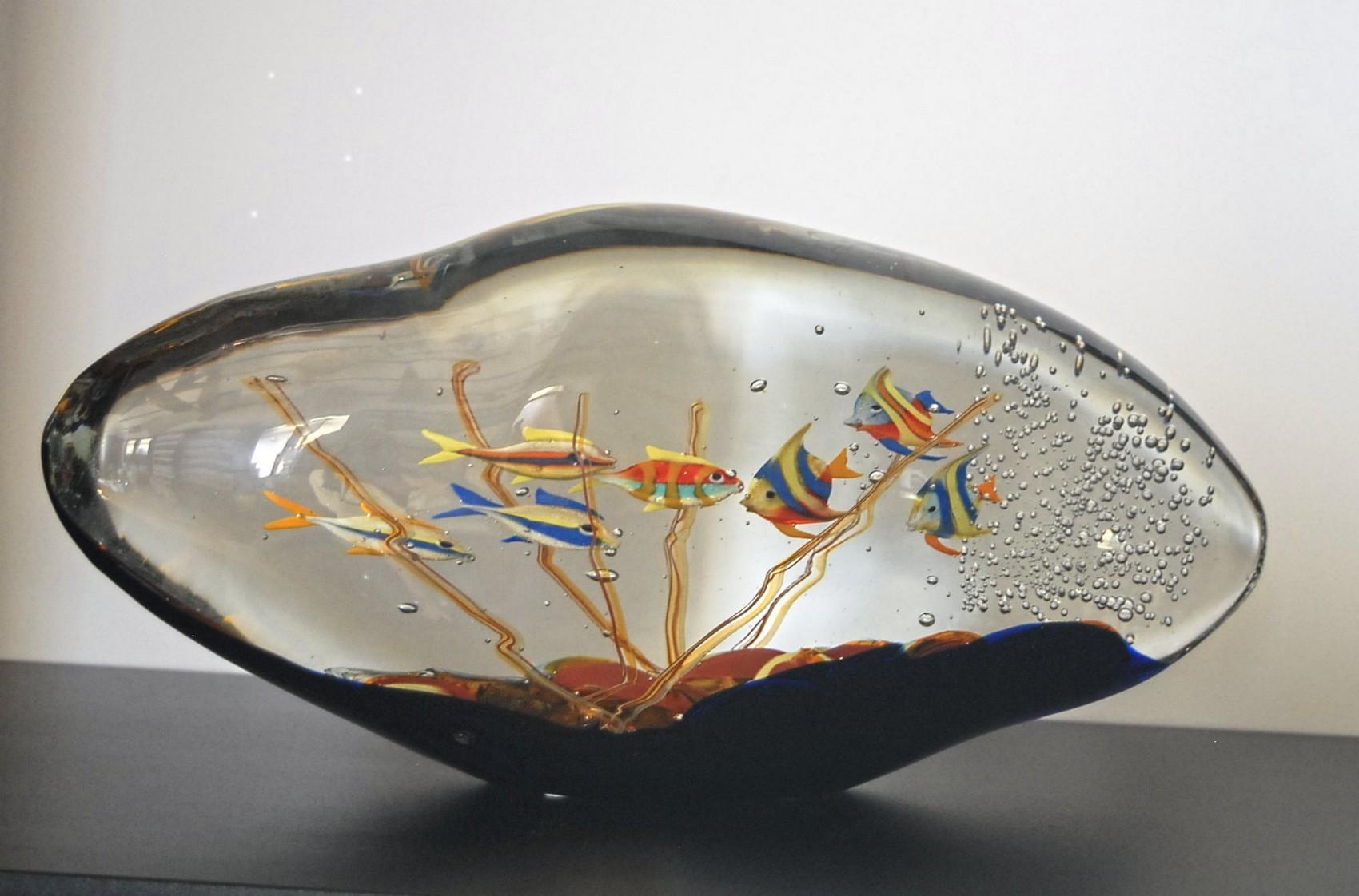 Aquarium, Murano Massiccio Glass with Cobalt Base, Romano Dona, circa 1995 3