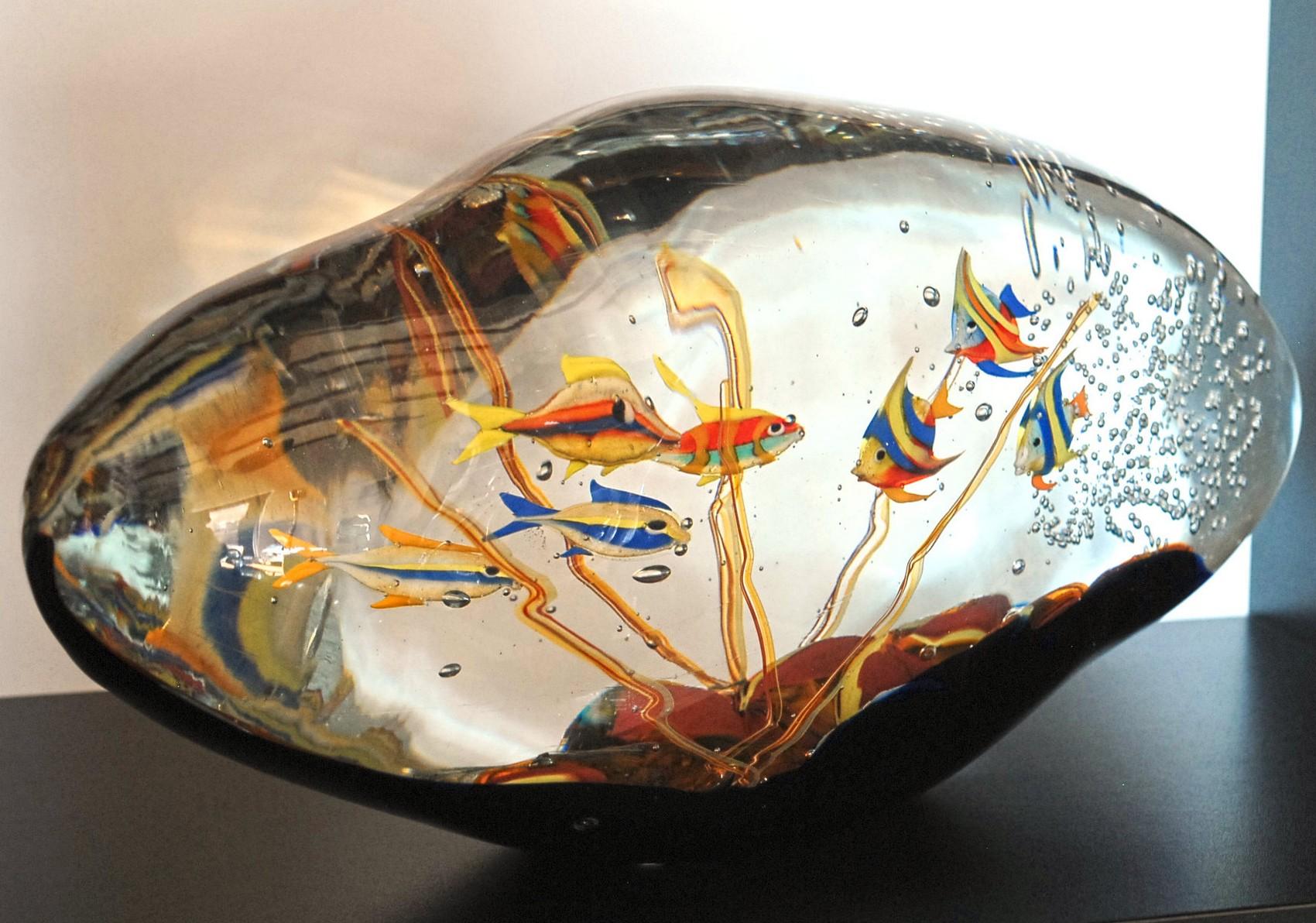 Aquarium, Murano Massiccio Glass with Cobalt Base, Romano Dona, circa 1995 5