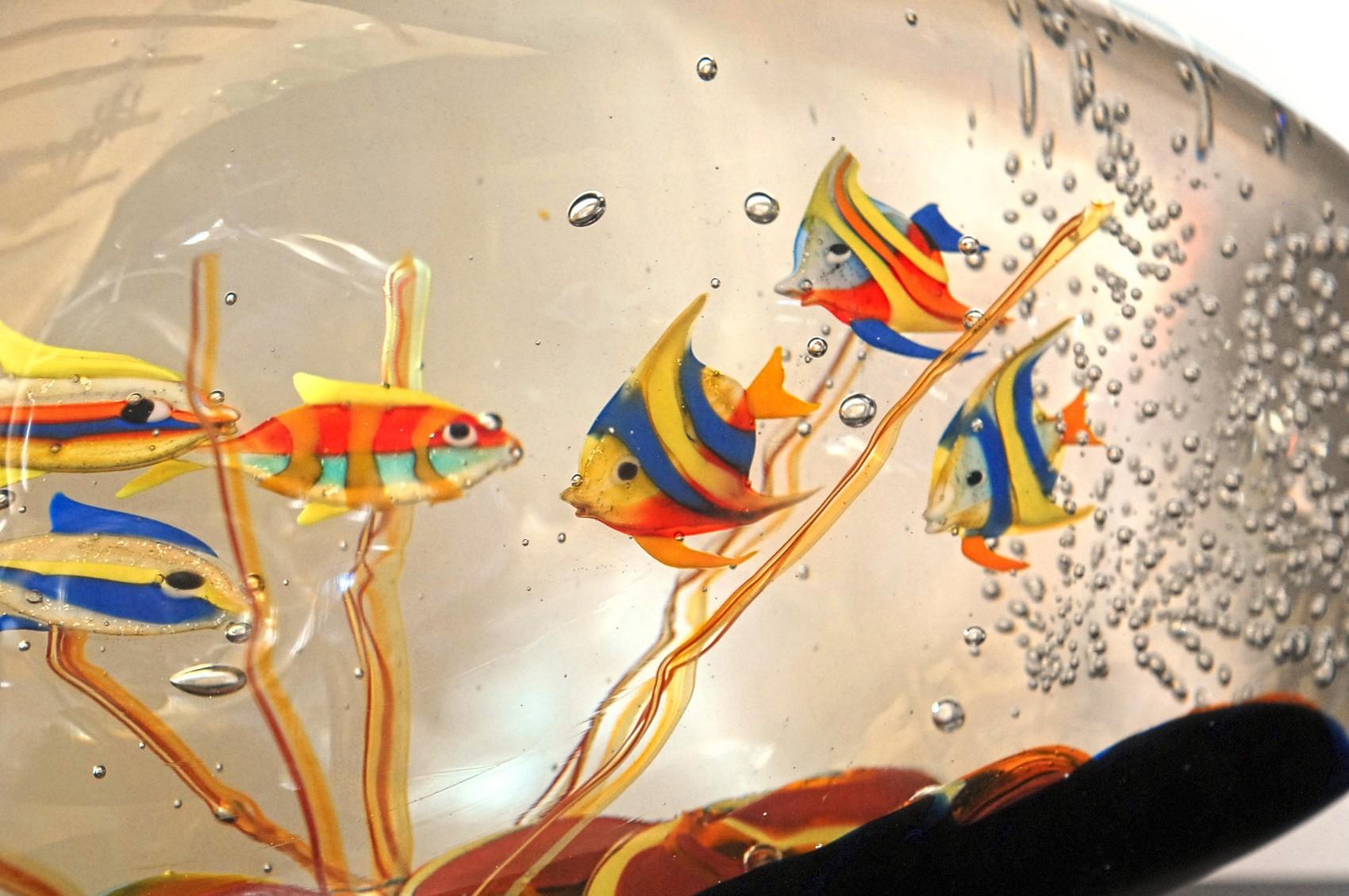 Aquarium, Murano Massiccio Glass with Cobalt Base, Romano Dona, circa 1995 6