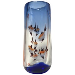 Aquarium Murano Tall Glass Vase, Rich Cobalt Blue, Italy Midcentury, circa 1960