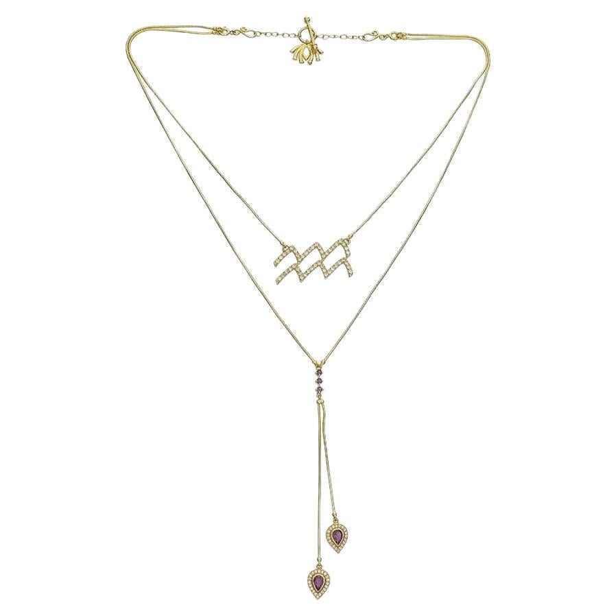 Aquarius Collier avec signe du zodiaque détachable 3 en 1